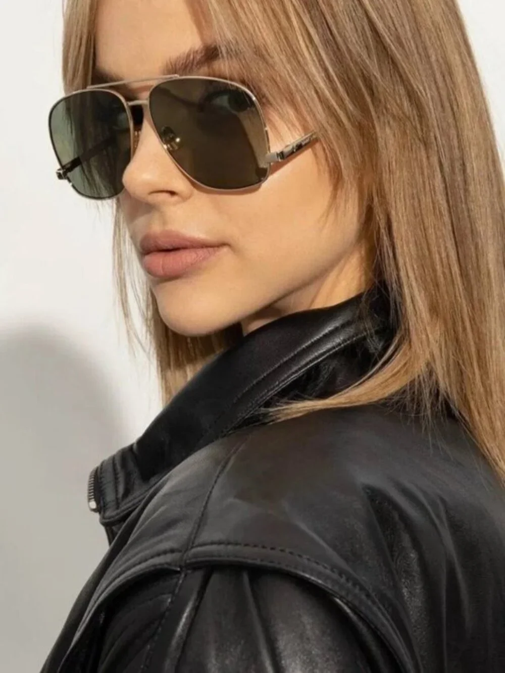 Saint Laurent SL653/F LEON 001 Aviator Sunglasses - Silver / Grey